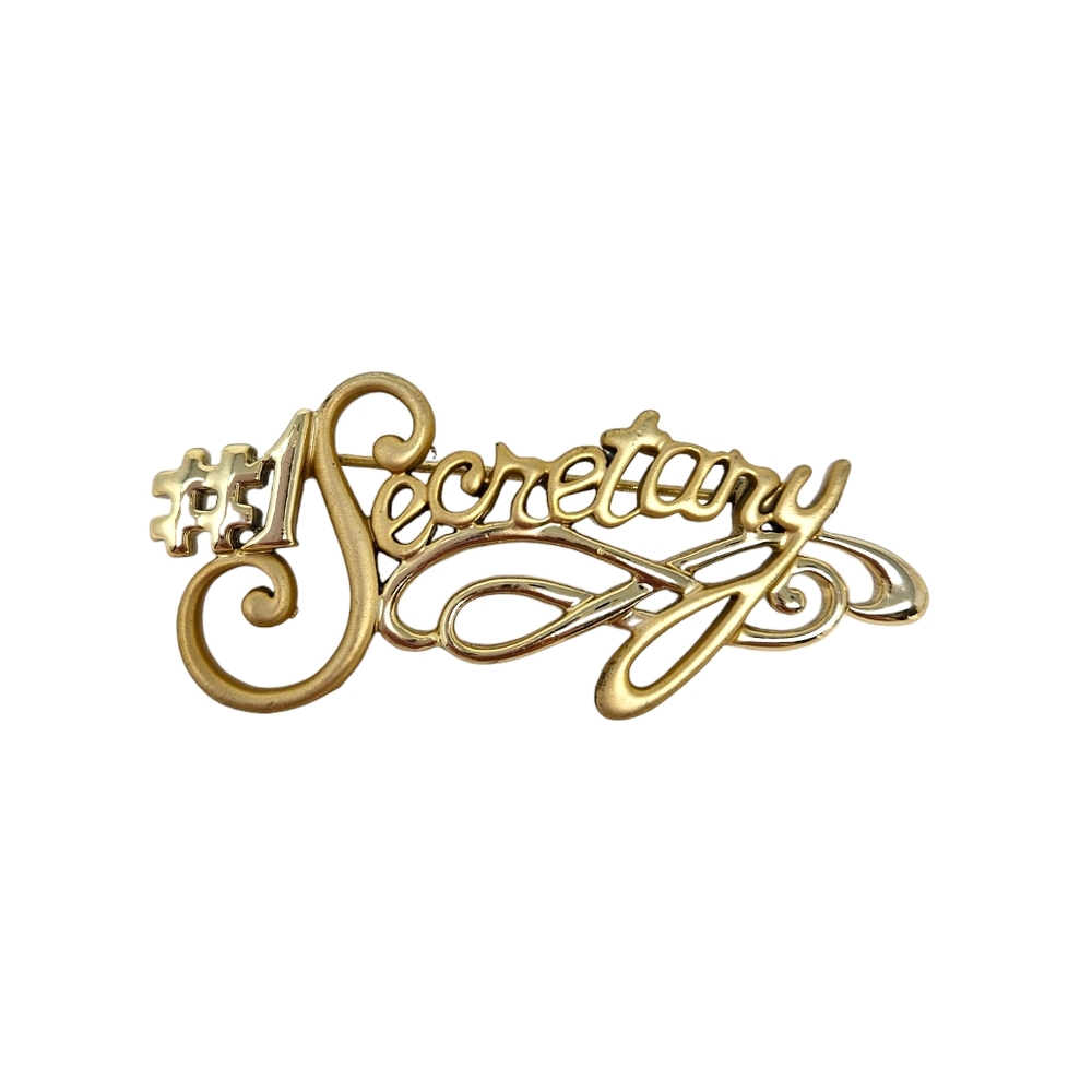 Vintage Secretary Pin Brooch #1 Secretary Gold Tone Secretary's Day